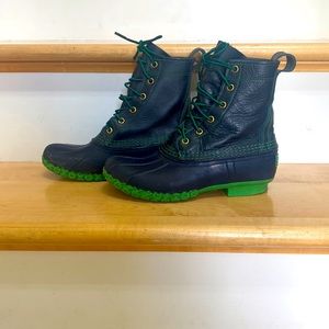 Bean Boots by L.L. Bean Blue leather Green rubber Woman’s Sz. 6